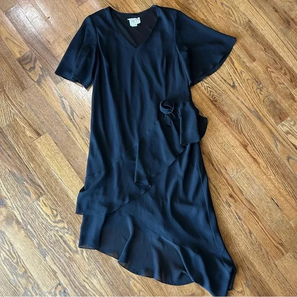 Vintage SANDRO Black Dress Ruffles - See Pictures For Measurements
